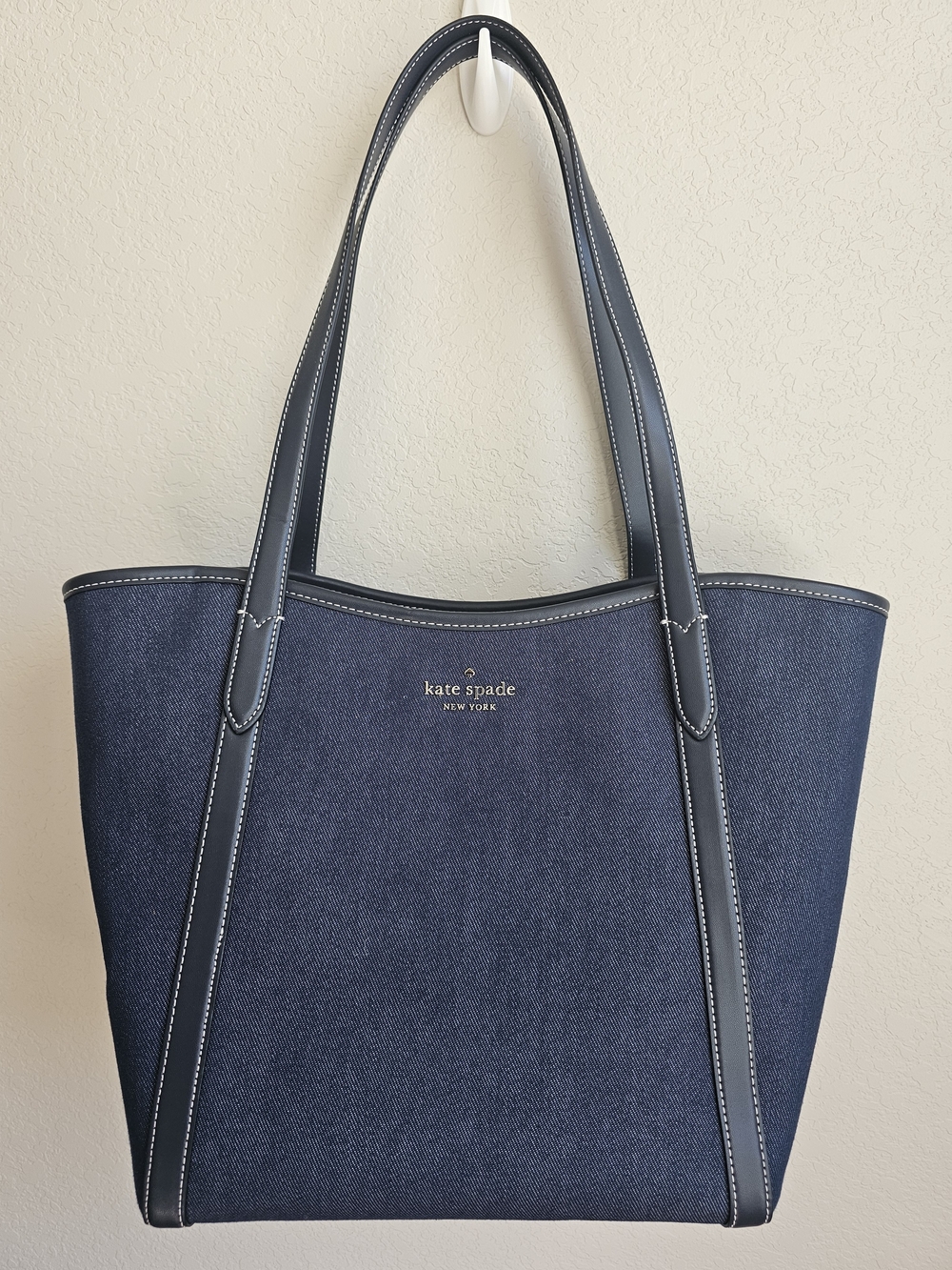 kate spade navy denim shoulder tote